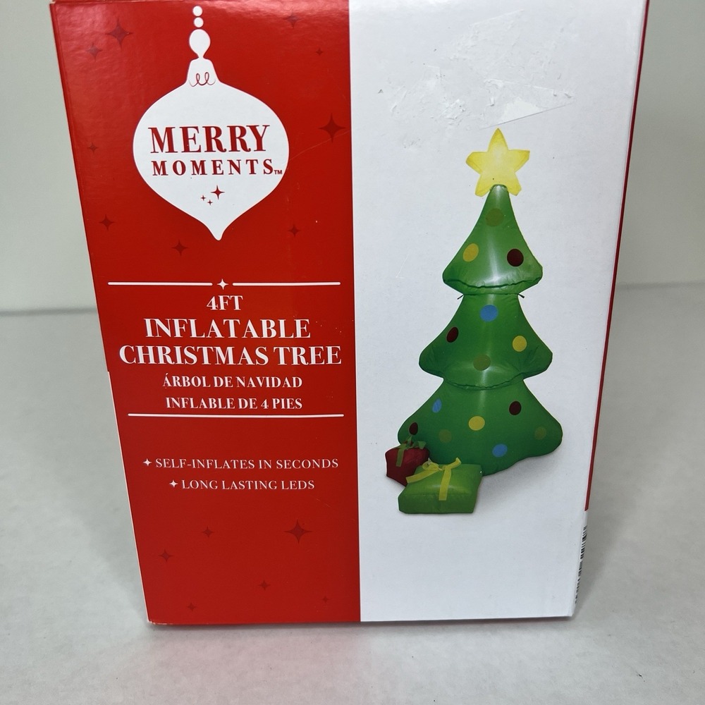 Inflatable LED Christmas Tree Merry Moments 4 Foot Tall NEW Self Inflates Tested